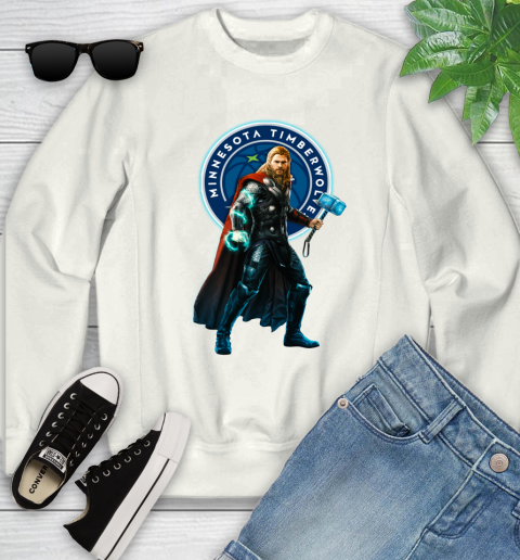 NBA Thor Avengers Endgame Basketball Minnesota Timberwolves Youth Sweatshirt
