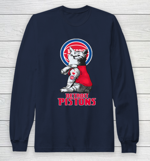 NBA Basketball My Cat Loves Detroit Pistons Long Sleeve T-Shirt 3 NBA Basketball My Cat Loves Detroit Pistons Long Sleeve T-Shirt - Image 3