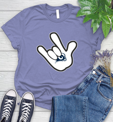 Los Angeles Rams NFL Football Mickey Rock Hand Disney Women's T-Shirt 11