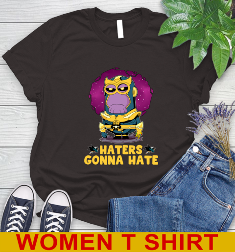 NHL Hockey San Jose Sharks Haters Gonna Hate Thanos Minion Marvel Shirt Women's T-Shirt 8