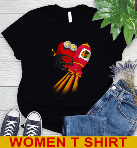 NHL Hockey Chicago Blackhawks Deadpool Minion Marvel Shirt Women's T-Shirt