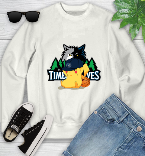 NBA Pikachu Basketball Sports Minnesota Timberwolves Youth Sweatshirt