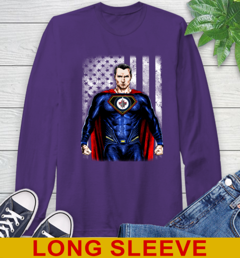 NHL Hockey Winnipeg Jets Superman DC Shirt Long Sleeve T-Shirt 5