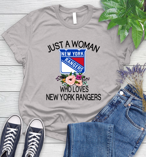 NHL Just A Woman Who Loves New York Rangers Hockey Sports Women's T-Shirt 10