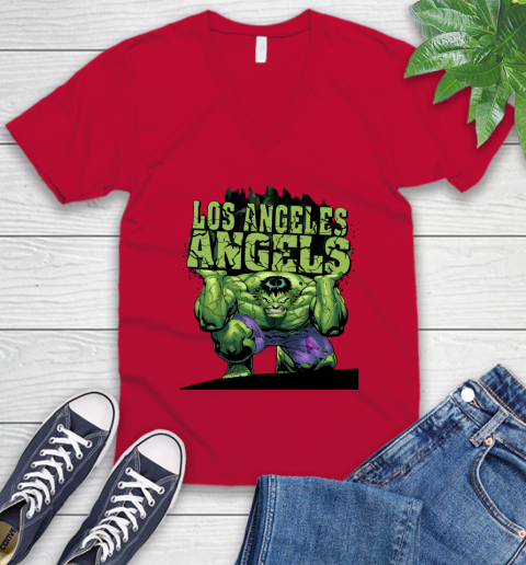 Los Angeles Angels MLB Baseball Incredible Hulk Marvel Avengers Sports V-Neck T-Shirt 8