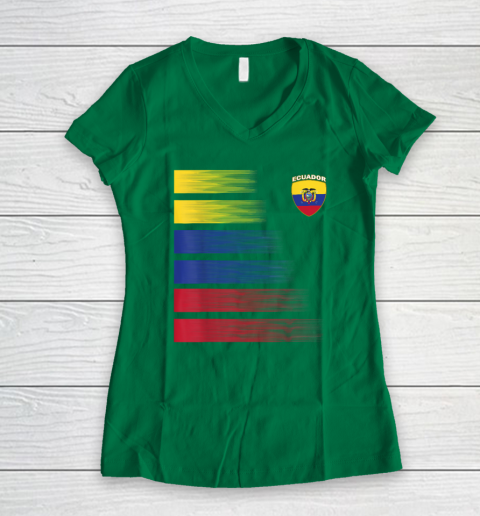 Ecuador Football Shirt Ecuadorian Soccer Jersey Women's V-Neck T-Shirt 3