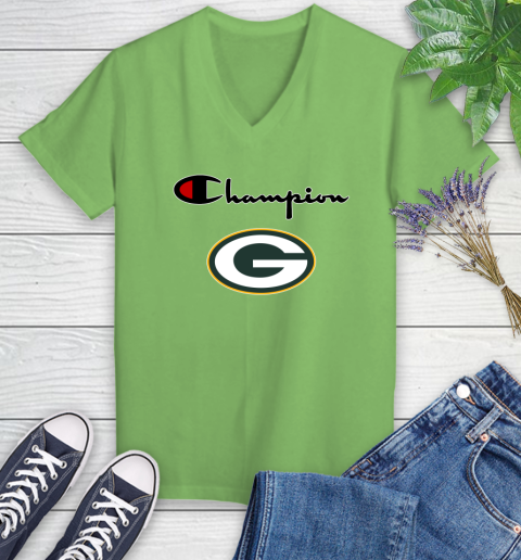 NFL Football Green Bay Packers Champion Shirt Women's V-Neck T-Shirt 7