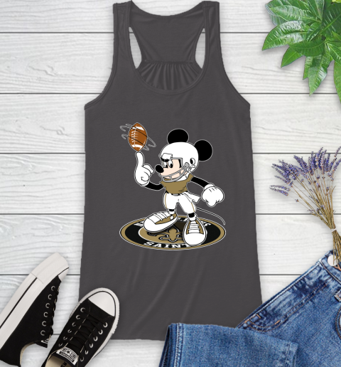 NFL Football New Orleans Saints Cheerful Mickey Disney Shirt Racerback Tank 12