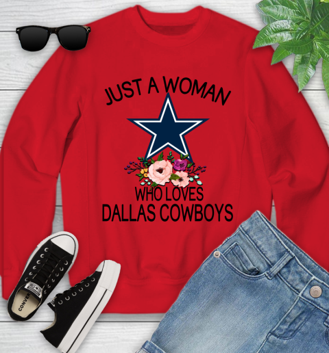 NFL Just A Woman Who Loves Dallas Cowboys Football Sports Youth Sweatshirt 5