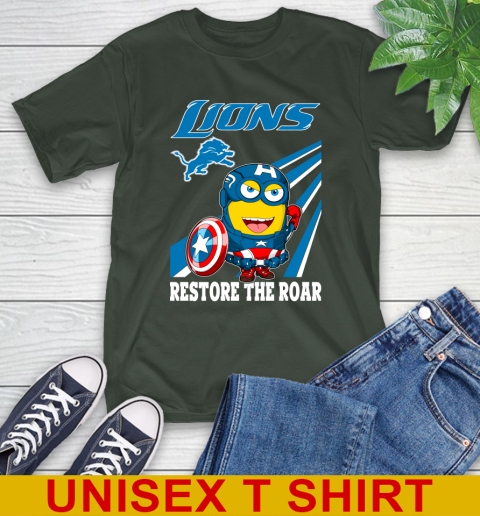 NFL Football Detroit Lions Captain America Marvel Avengers Minion Shirt T-Shirt 6