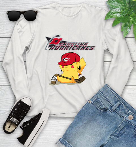 NHL Pikachu Hockey Sports Carolina Hurricanes Youth Long Sleeve 12