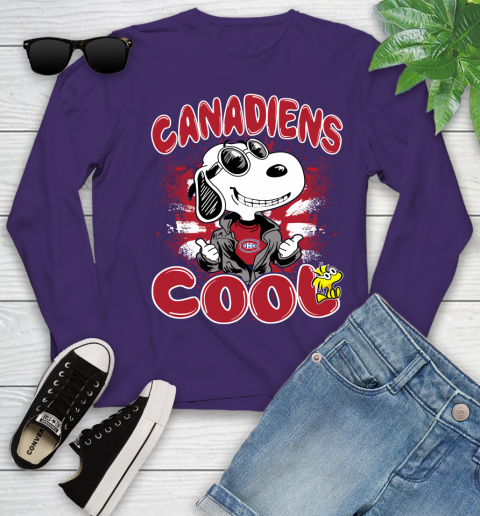 NHL Hockey Montreal Canadiens Cool Snoopy Shirt Youth Long Sleeve 4