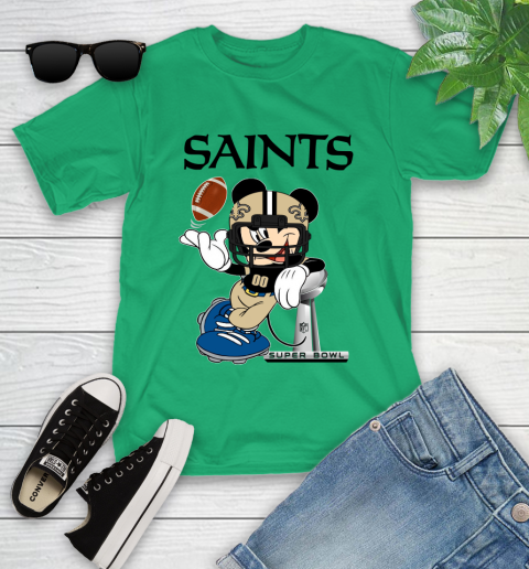 NFL New Orleans Saints Mickey Mouse Disney Super Bowl Football T Shirt Youth T-Shirt 6