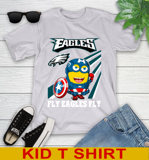 NFL Football Philadelphia Eagles Captain America Marvel Avengers Minion Shirt Youth T-Shirt 4