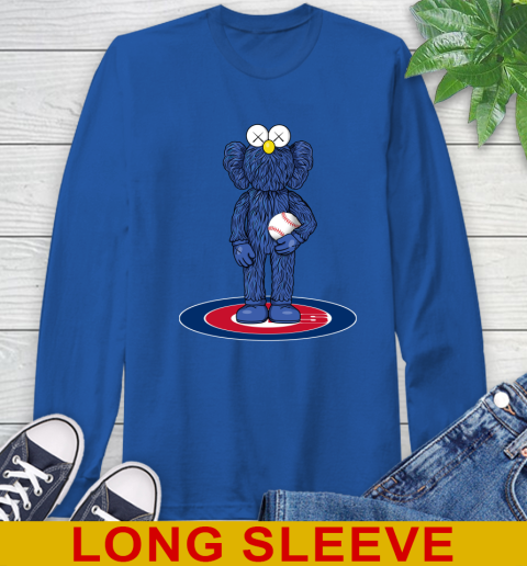 MLB Baseball Chicago Cubs Kaws Bff Blue Figure Shirt Long Sleeve T-Shirt 9
