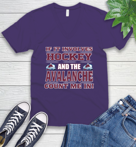 NHL If It Involves Hockey And The Colorado Avalanche Count Me In Sports V-Neck T-Shirt 10