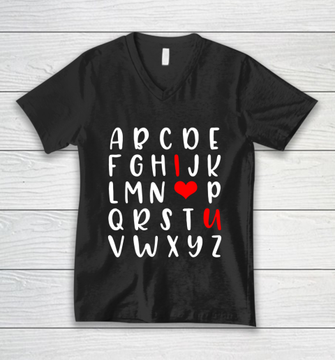Alphabet ABC I Love You Romance Valentine Slogan V-Neck T-Shirt