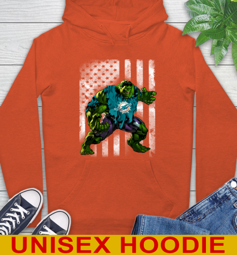 Miami Dolphins Hulk Marvel Avengers NFL Football American Flag Hoodie 4