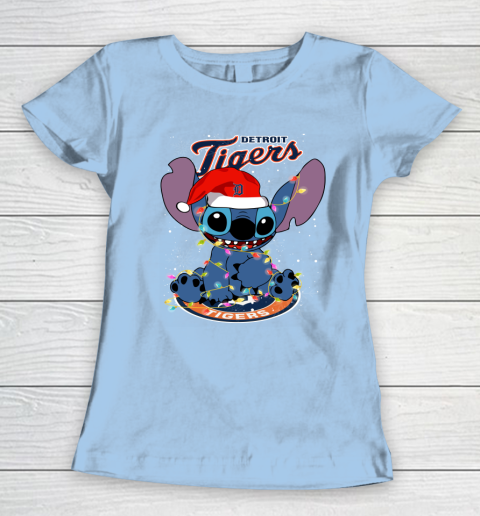 Detroit Tigers MLB noel stitch Baseball Christmas Women's T-Shirt 4