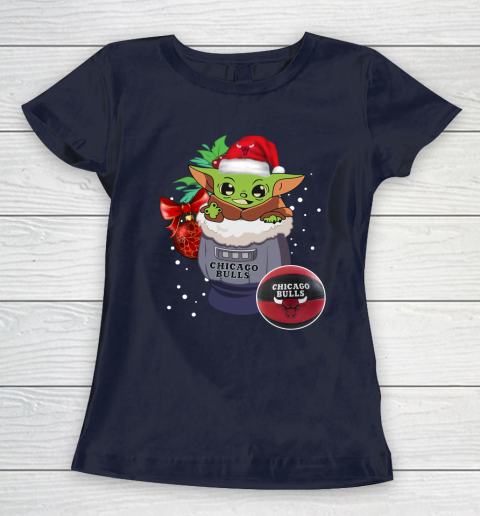 Chicago Bulls Christmas Baby Yoda Star Wars Funny Happy NBA Women's T-Shirt 4
