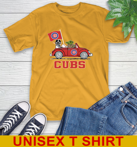 MLB Baseball Chicago Cubs Darth Vader Baby Yoda Driving Star Wars Shirt T-Shirt 3