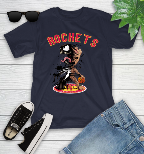 NBA Houston Rockets Basketball Venom Groot Guardians Of The Galaxy Youth T-Shirt 3