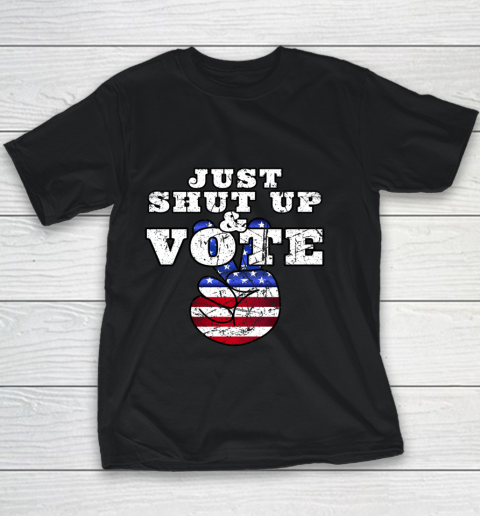 JUST SHUT UP VOTE Distressed Peace Democratic Republican Youth T-Shirt