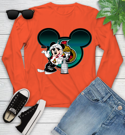 NHL Ottawa Senators Stanley Cup Mickey Mouse Disney Hockey T Shirt Youth Long Sleeve 4