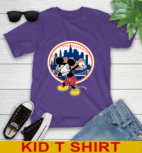 New York Mets MLB Baseball Dabbing Mickey Disney Sports Youth T-Shirt 4