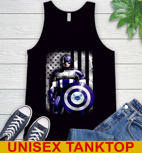 Charlotte Hornets NBA Basketball Captain America Marvel Avengers American Flag Shirt Tank Top