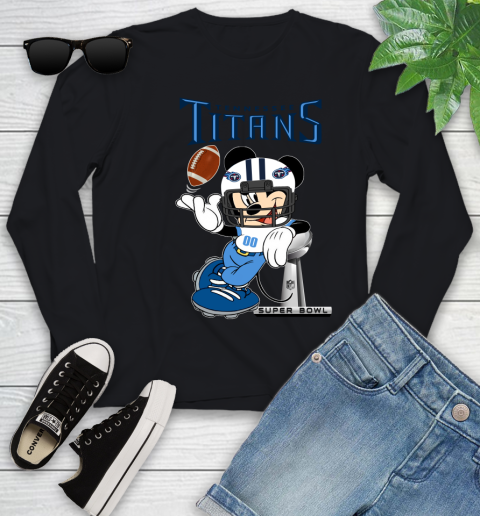 NFL Tennessee Titans Mickey Mouse Disney Super Bowl Football T Shirt Youth Long Sleeve 2