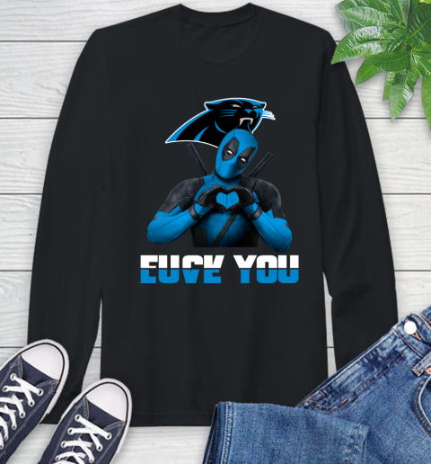 NHL Carolina Panthers Deadpool Love You Fuck You Football Sports Long Sleeve T-Shirt