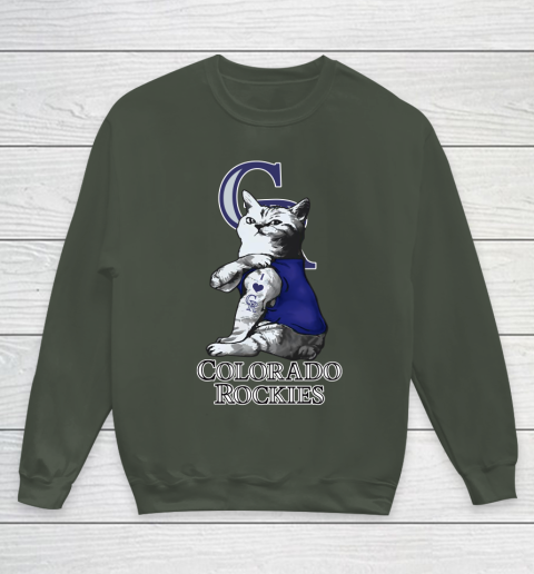 MLB Baseball My Cat Loves Colorado Rockies Youth Sweatshirt 8