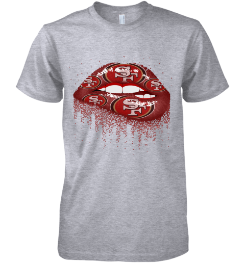 Biting Glossy Lips Sexy San Francisco 49ers NFL Football Women's T-Shirt 