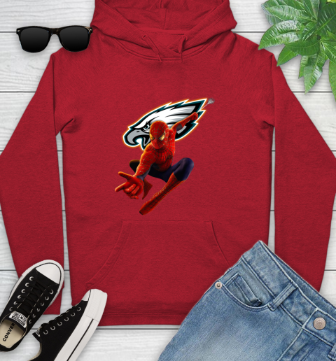 NFL Spider Man Avengers Endgame Football Philadelphia Eagles Youth Hoodie 11