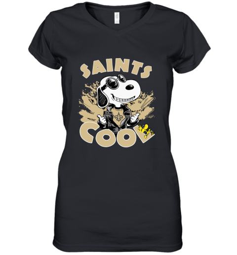 New Orleans Saints Snoopy Joe Cool We're Awesome Women's V-Neck T-Shirt