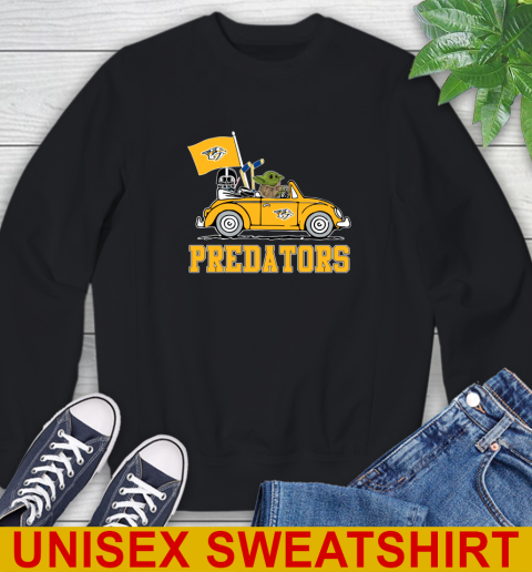 NHL Hockey Nashville Predators Darth Vader Baby Yoda Driving Star Wars Shirt Sweatshirt 2