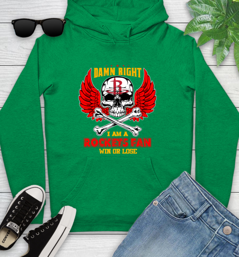 NBA Damn Right I Am A Houston Rockets Win Or Lose Skull Basketball Sports Youth Hoodie 9