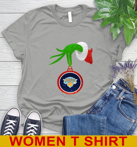New York Knicks Grinch Merry Christmas NBA Basketball Women's T-Shirt - Image 12