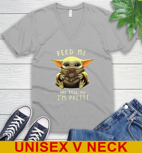 Feed Me And Tell Me I'm Pretty Baby Yoda Star Wars Shirts V-Neck T-Shirt 3