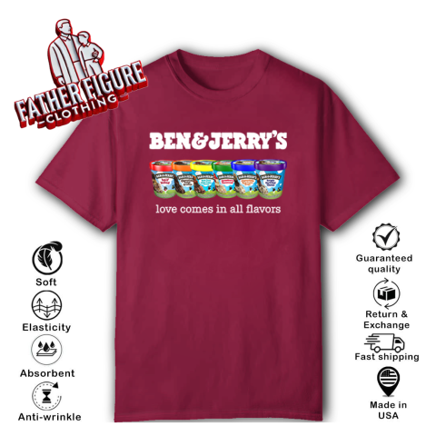 mxlj pride ben and jerryamp 39 s love comes in all flavors classic t shirt 2 front cardinal