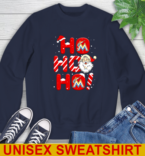 Miami Marlins MLB Baseball Ho Ho Ho Santa Claus Merry Christmas Shirt Sweatshirt 2