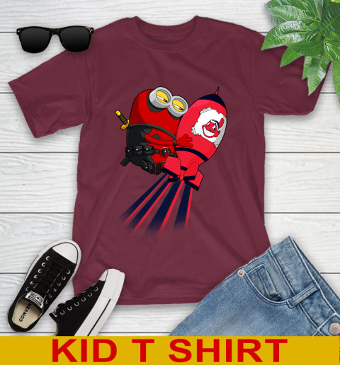 MLB Baseball Cleveland Indians Deadpool Minion Marvel Shirt Youth T-Shirt 5