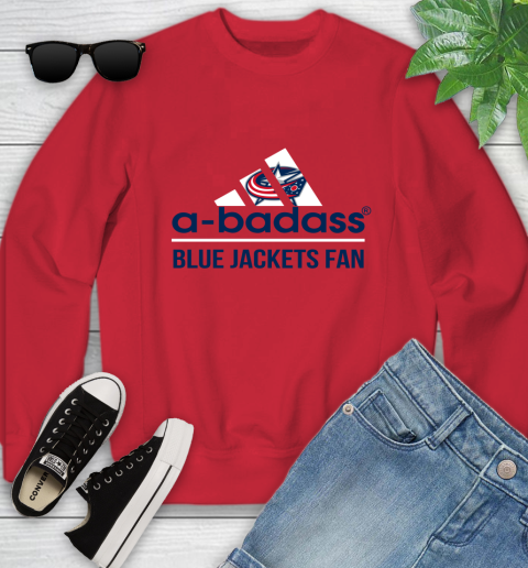 NHL A Badass Columbus Blue Jackets Fan Adidas Hockey Sports Youth Sweatshirt 8