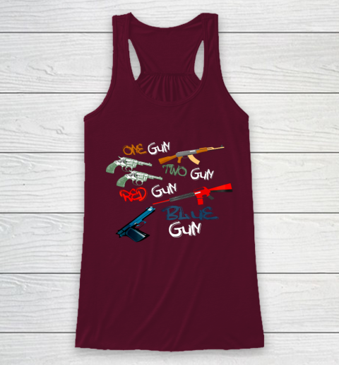 One Gun Two Gun Red Gun Blue Gun Funny Racerback Tank 2