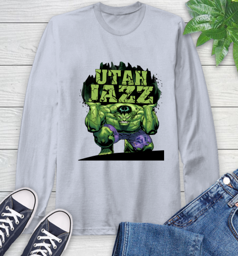 Utah Jazz NBA Basketball Incredible Hulk Marvel Avengers Sports Long Sleeve T-Shirt 6