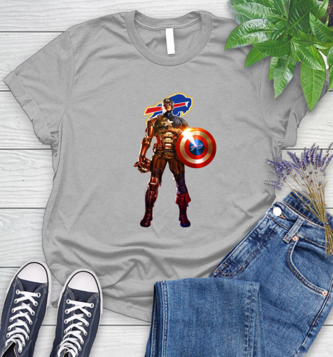 NFL Captain America Marvel Avengers Endgame Football Sports Buffalo Bills Women's T-Shirt 5