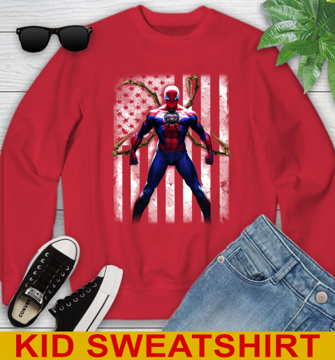 MLB Baseball Minnesota Twins Spider Man Avengers Marvel American Flag Shirt Youth Sweatshirt 7