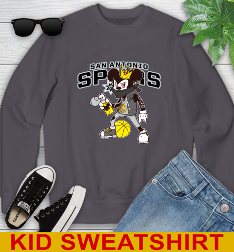 San Antonio Spurs NBA Basketball Mickey Peace Sign Sports Youth Sweatshirt 6
