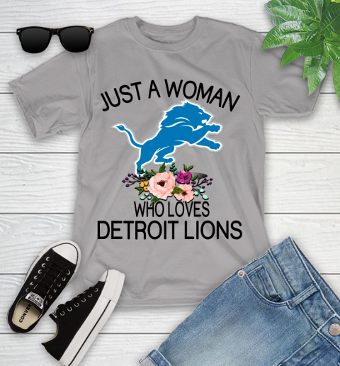 NFL Just A Woman Who Loves Detroit Lions Football Sports Youth T-Shirt 2